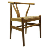 Ervaar het artistieke vakmanschap van onze eetkamerstoel, gemaakt van natuurlijk teakhout en bananenblad.