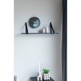 Noah – Wandregal – Schwarz – Gummiholz ​​und Leder – 80 x 20 cm