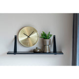 Noah – Wandregal – Schwarz – Gummiholz ​​und Leder – 80 x 20 cm