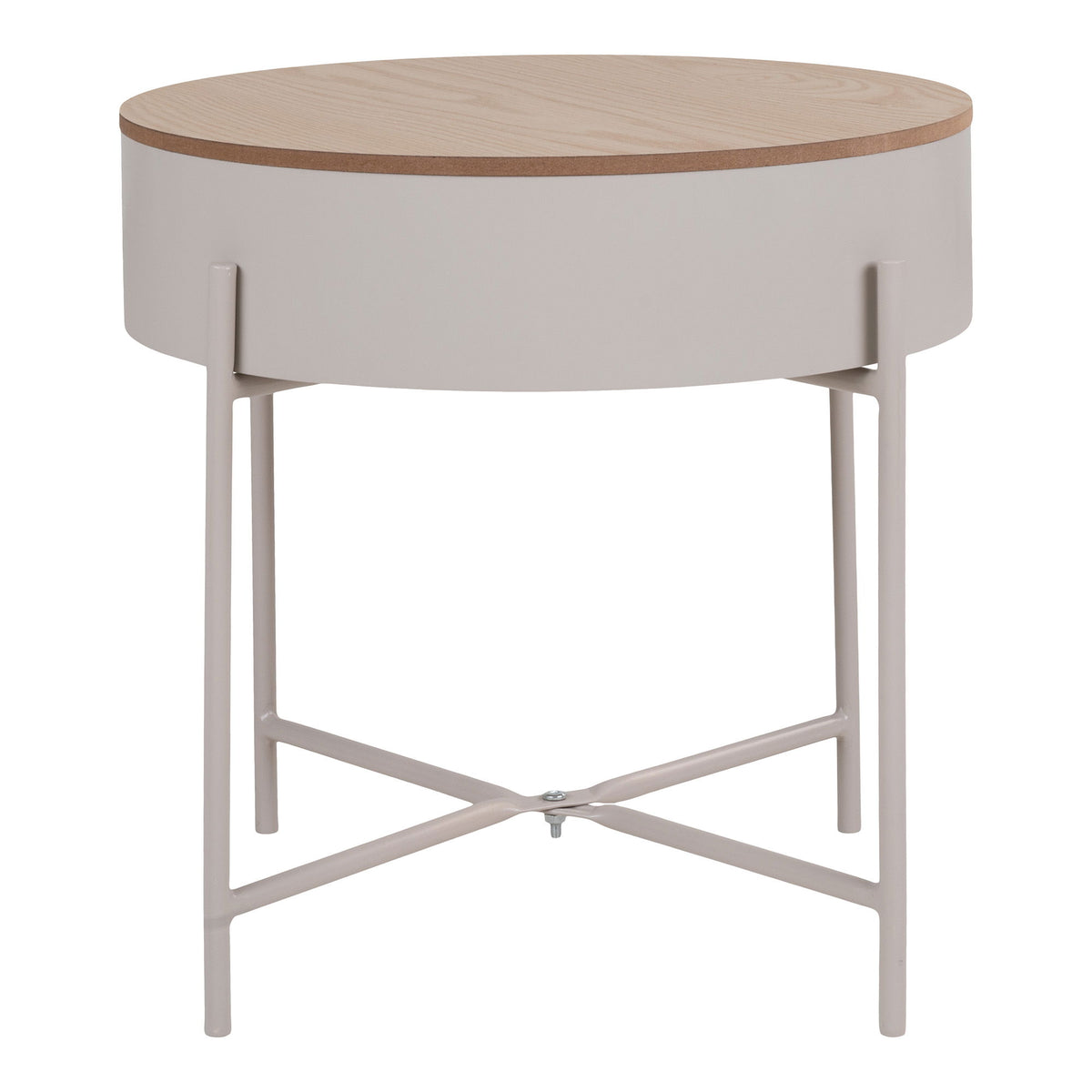 Moore - Table d'appoint - beige-gris clair - acier et MDF - Ø40x40 cm