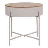 Moore - Table d'appoint - beige-gris clair - acier et MDF - Ø40x40 cm