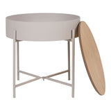 Moore - Table d'appoint - beige-gris clair - acier et MDF - Ø40x40 cm