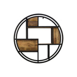 Wanddecoratierek van WoodSelections: een uniek ontwerp met mangohouten plankjes en aantrekkelijke metalen zijkanten, waardoor jouw interieur karakter krijgt.