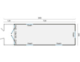 Circuswagen Jimmy | 19mm | vuren onbehandeld | 840 x 240 cm | excl. onderstel