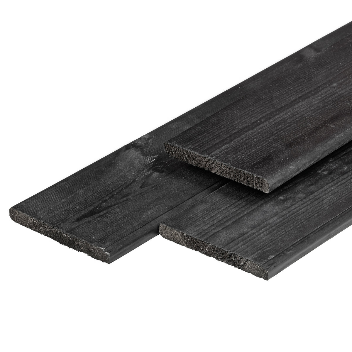 Planche de jardin en pin d'Europe centrale séchée, peinte en noir, rabotée 4rh 1,6 x 14,0 x 180 cm