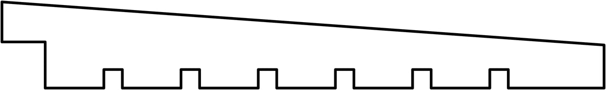 Schwedischer Rabatt. Ausgezeichnete nordeuropäische Fichte, schwarz gespritzt, 1,4/2,8 x 19,5 x 420 cm