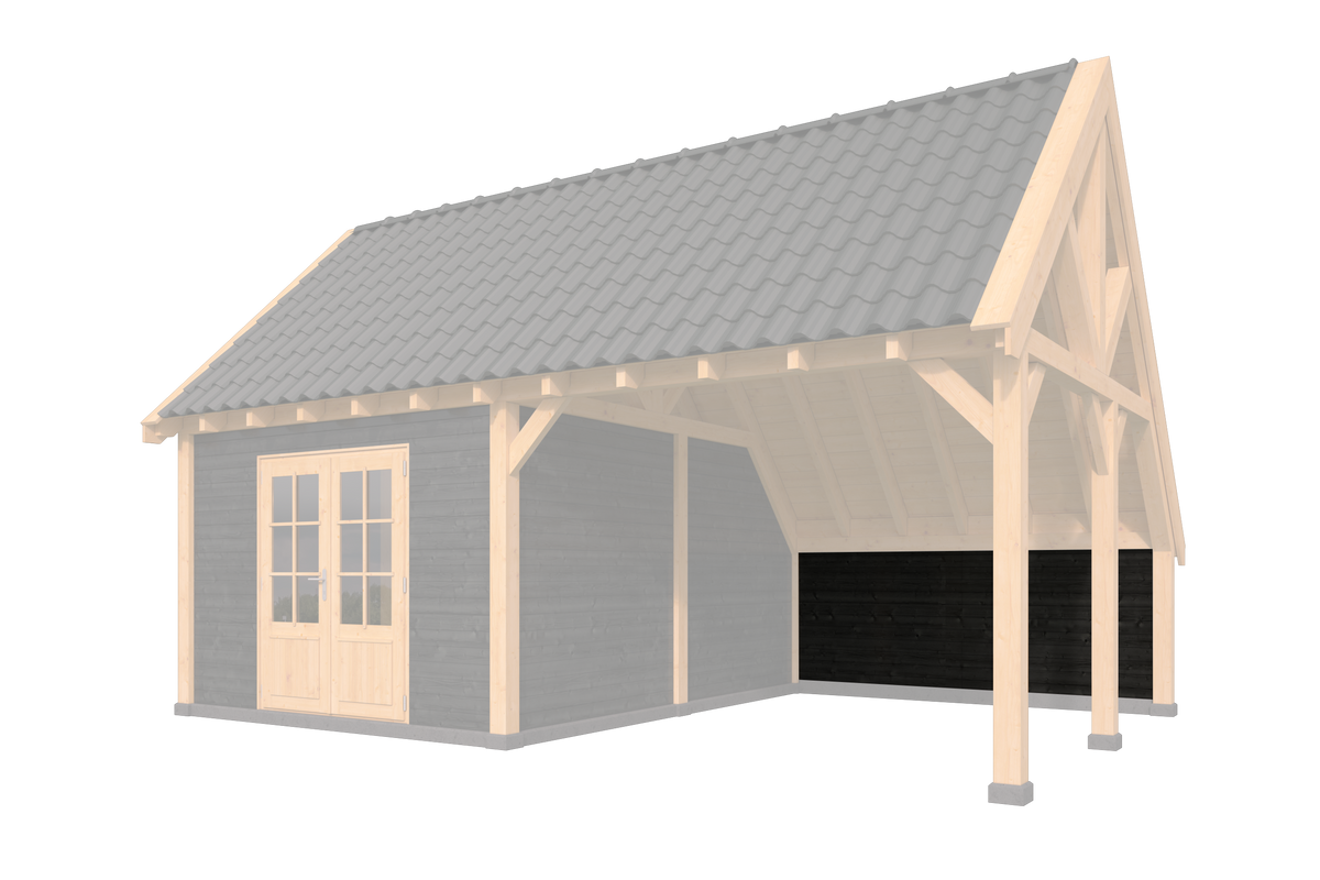 Wandmodule Zweeds rabat zwart Type F, achterwand kapschuur