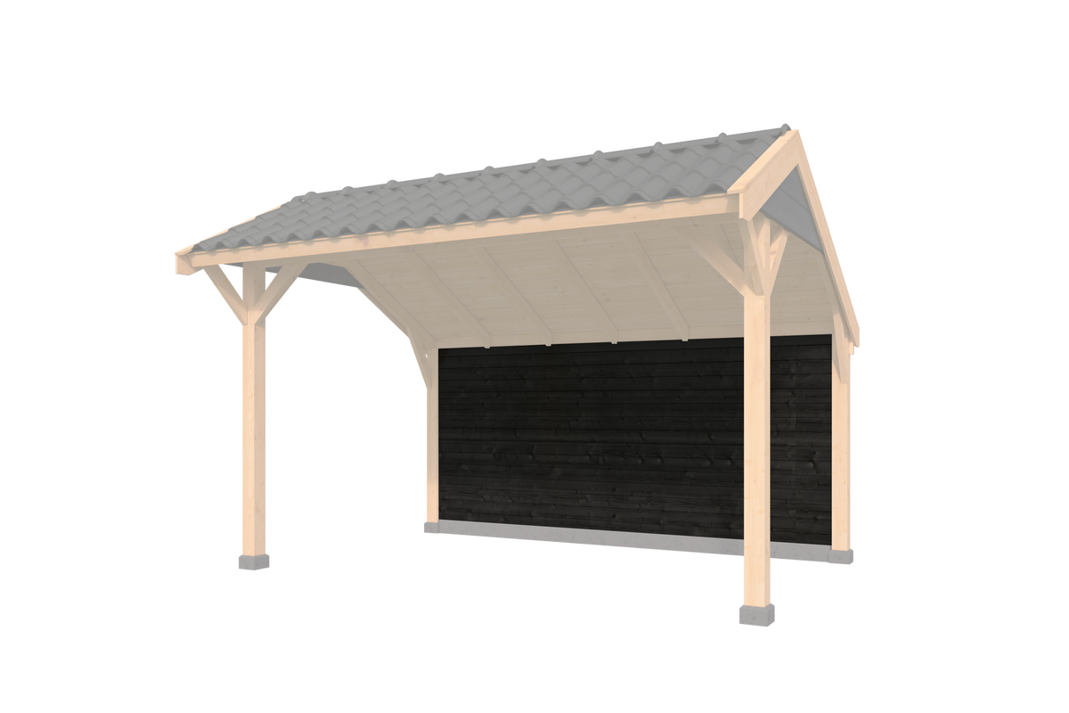 Wandmodule Zweeds rabat zwart Type H, achterwand kapschuur Economy