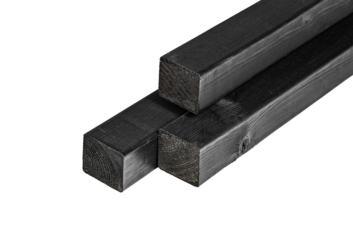 Pfosten mitteleuropäische Kiefer 6,8x6,8x300cm schwarz