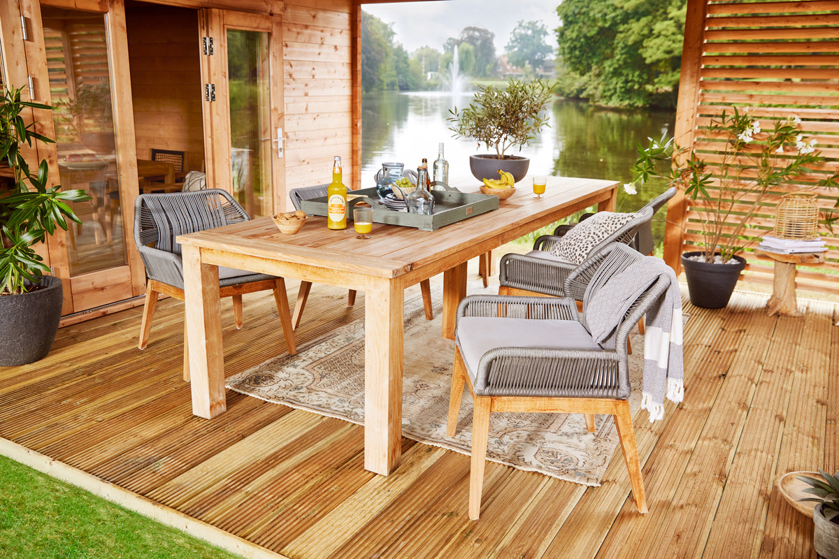 Tuintafel Rustiek teak 300cm (met extra middenpoot)