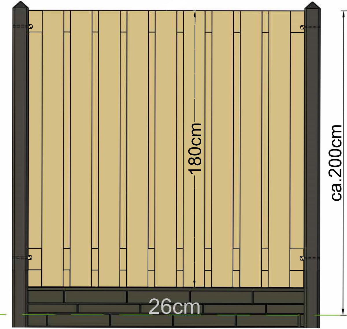 Poteau Berton IJssel anthracite modèle intermédiaire avec entrée de câble 280
