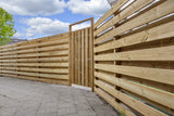 Planche de jardin en pin d'Europe centrale séchée, imprégnée en vert, rabotée 4rh 1,6 x 14,0 x 400 cm