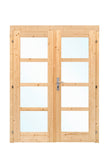 Porte double avec fenêtre D1 RS pin 150x196cm