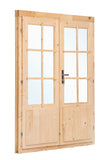 Porte double avec fenêtre D3 RS pin 166,5x196cm