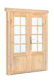 Porte double avec fenêtre DL7 RS pin 166,5x196,5cm