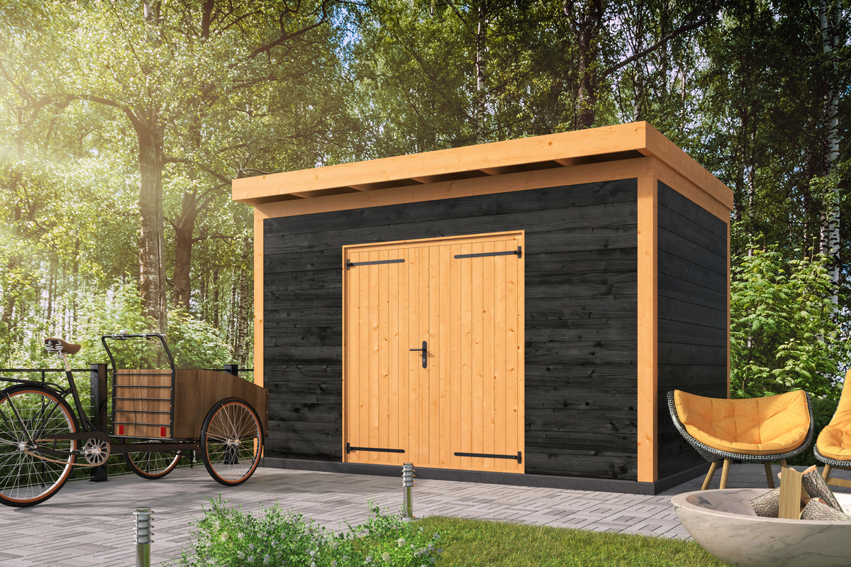 Logement DIY Entrez 400x300 incl. porte double et parois horizontales imprégnées noires