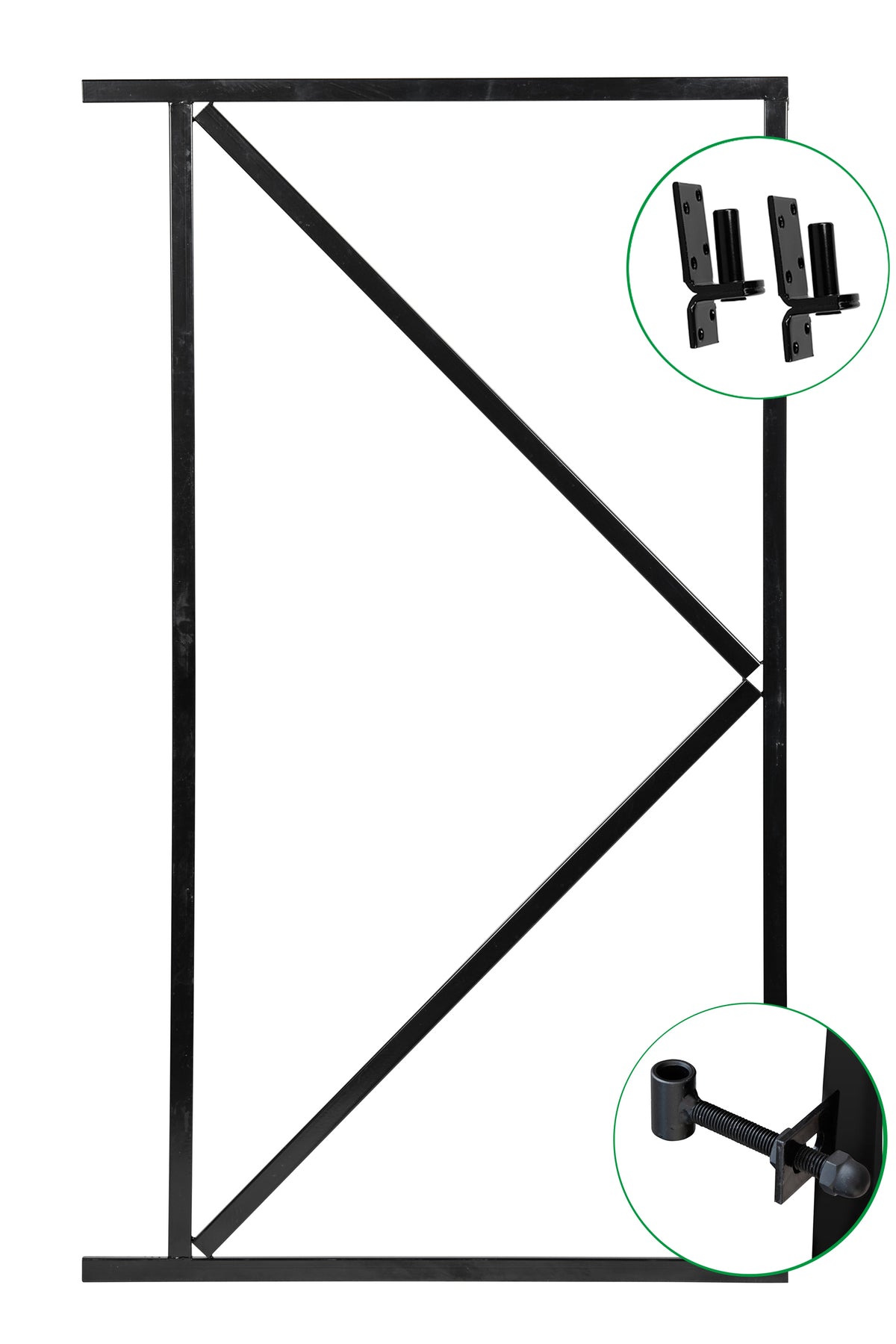 Eisentürrahmen inkl. Luxus-Einbauschloss-Set schwarz H155xB90cm | schwarz gesprüht