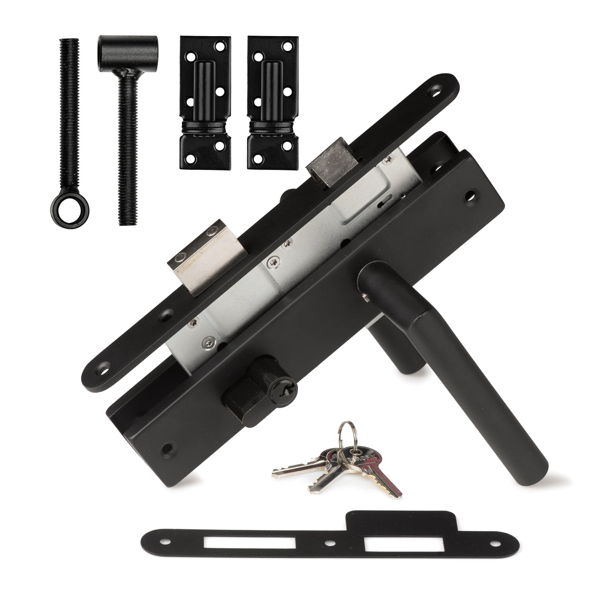 Gartentürschloss-Set Edelstahl schwarz