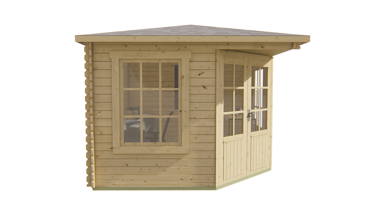 Cabane en rondins - Maison de jardin Asmund | 28 mm | vert pin imprégné