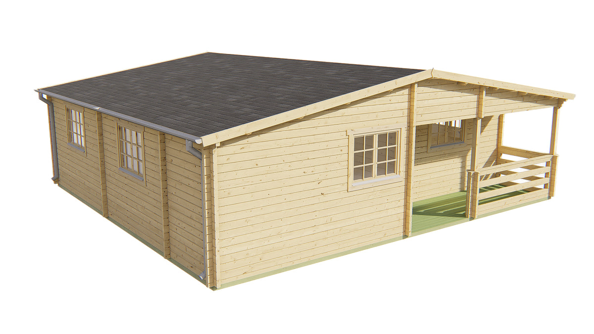 Blockhütte - Gartenhaus Azoren | 70mm | Fichte honiggelb imprägniert