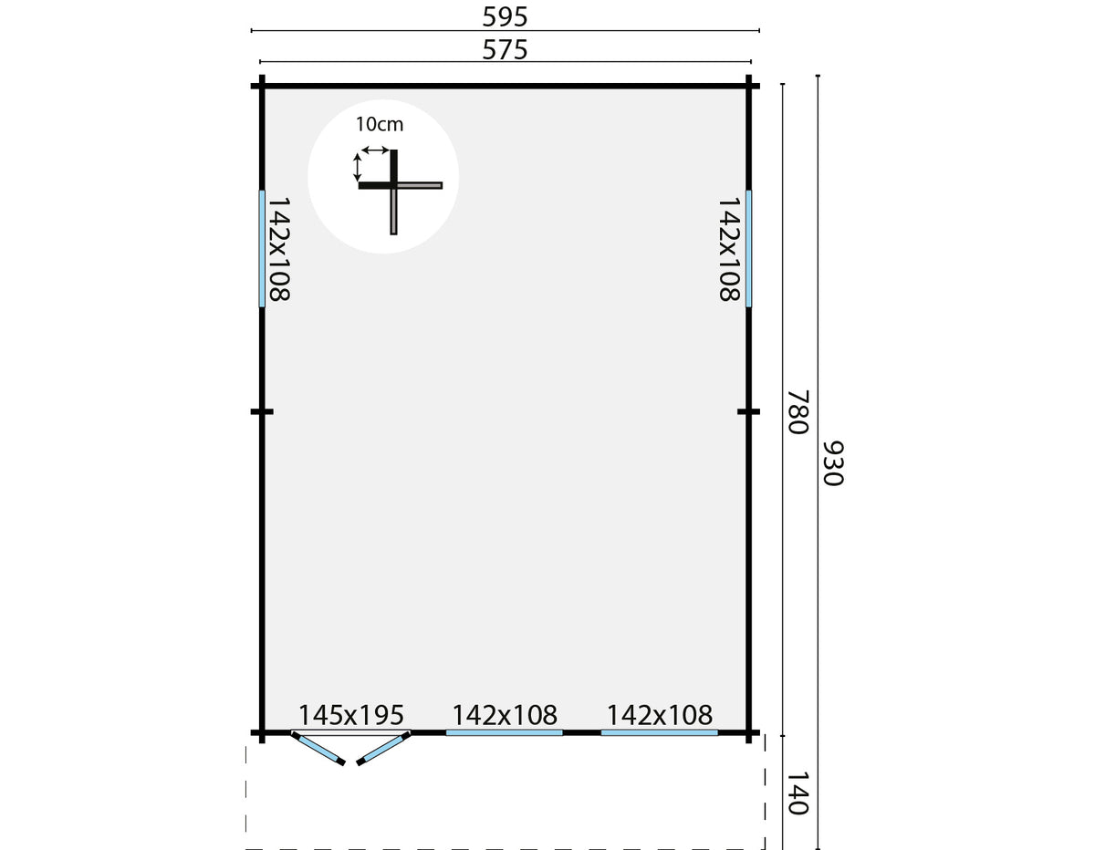 Blockhütte - Gartenhaus Ballyragget | 70mm | Fichte grau imprägniert