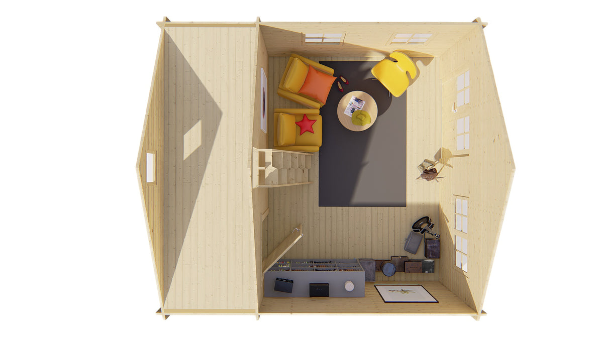 Cabane en rondins - Maison de jardin Berlin | 44 mm | miel de feu imprégné de jaune