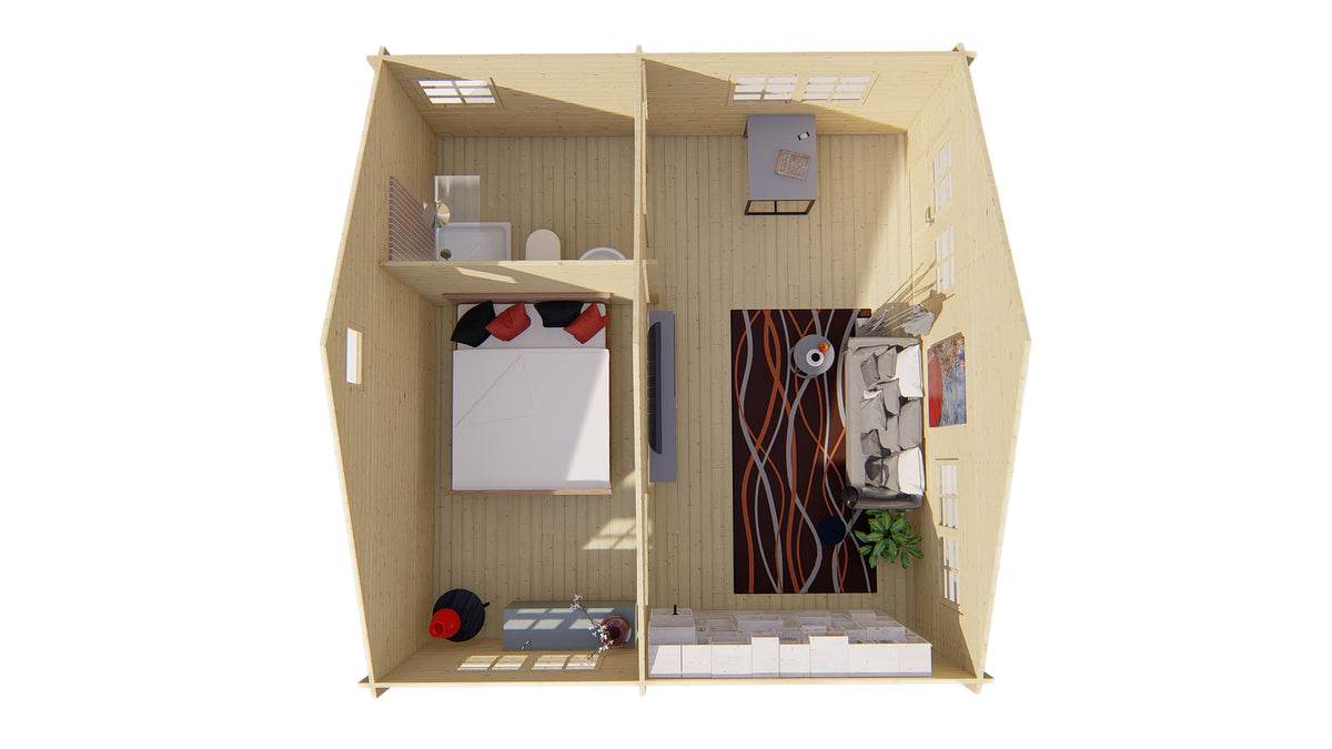 Cabane en rondins - Maison de jardin Big Llanes | 44 mm | Bois imprégné de classe rouge