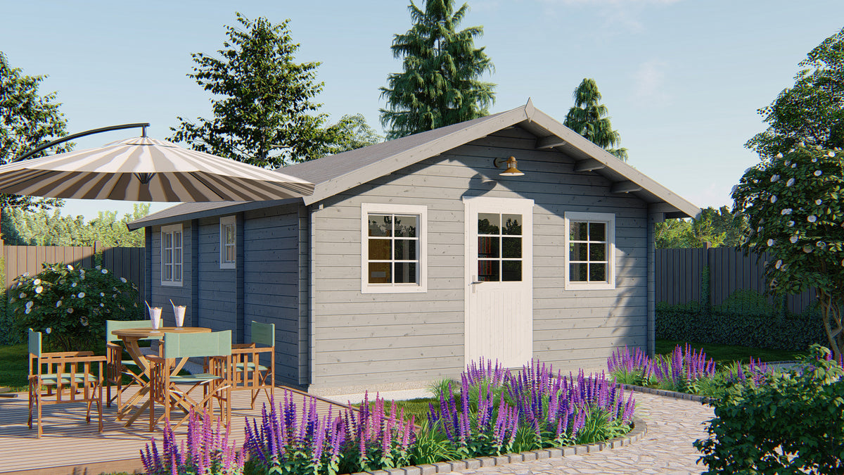 Cabane en rondins - Maison de jardin Cadix | 44 mm | gris imprégné