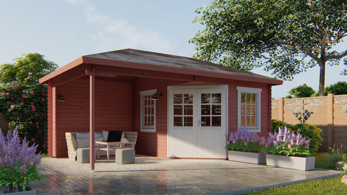 Blockhaus - Gartenhaus Christoffer | 28mm | Fichte braun imprägniert