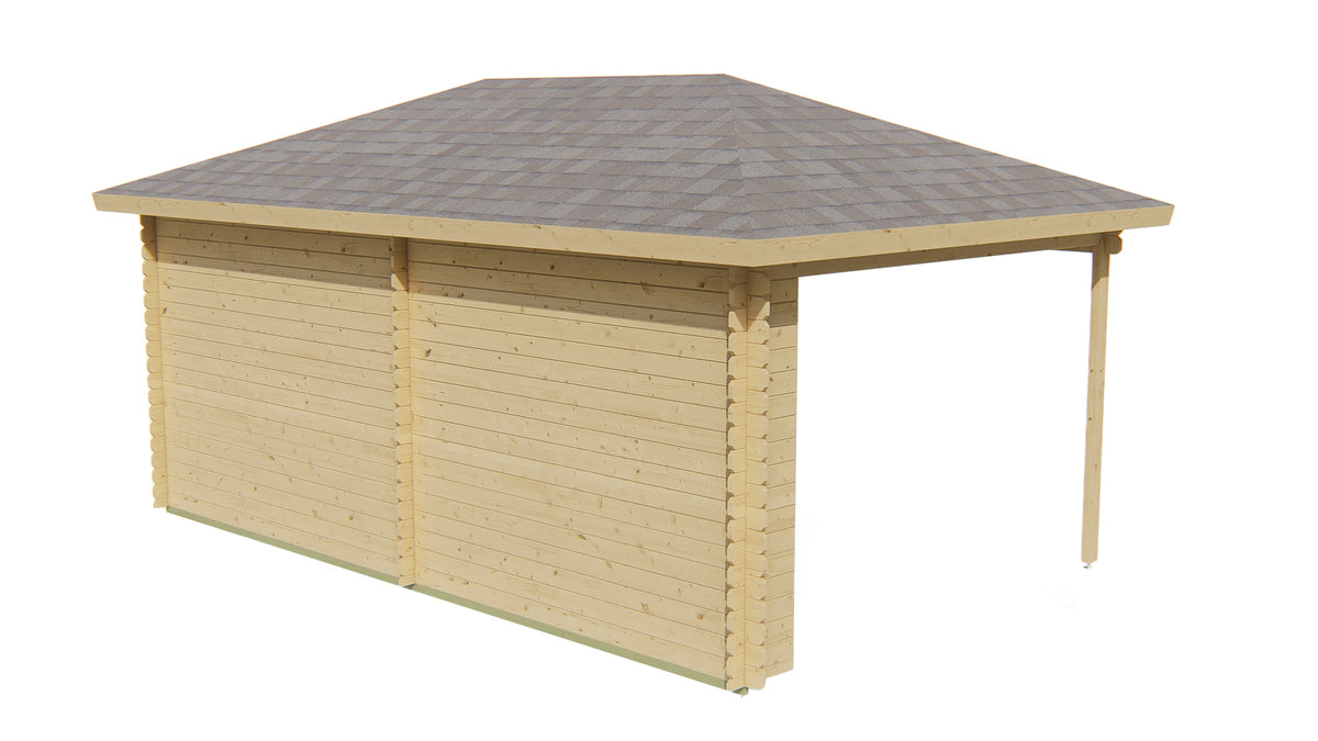Cabane en rondins - Abri de jardin Christoffer | 28 mm | Bois imprégné de classe rouge