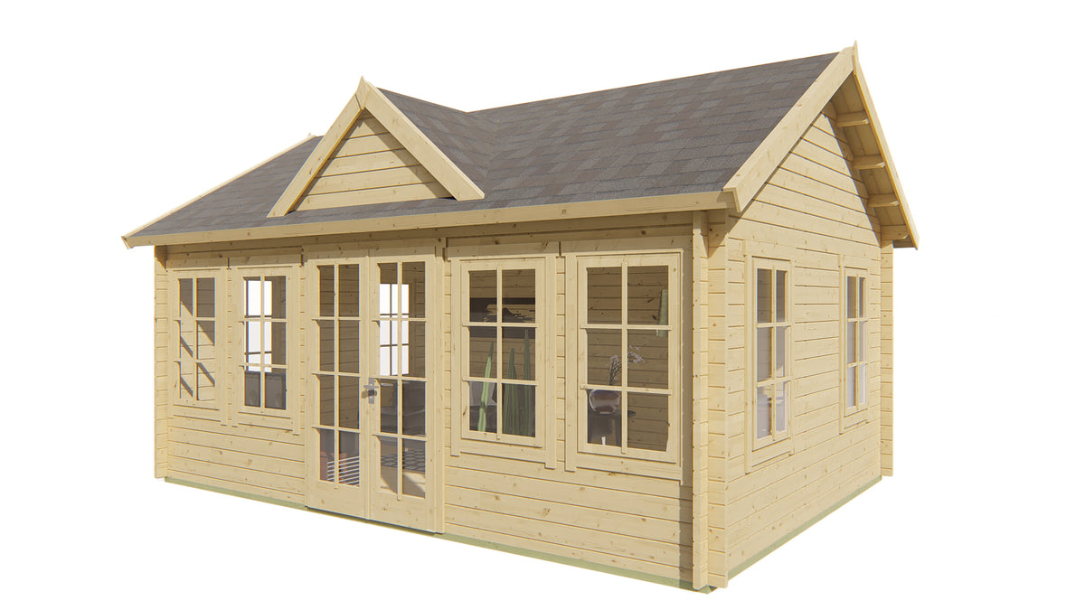 Cabane en rondins - Maison de jardin Clockhouse Trevor | 70 mm | pin gris imprégné