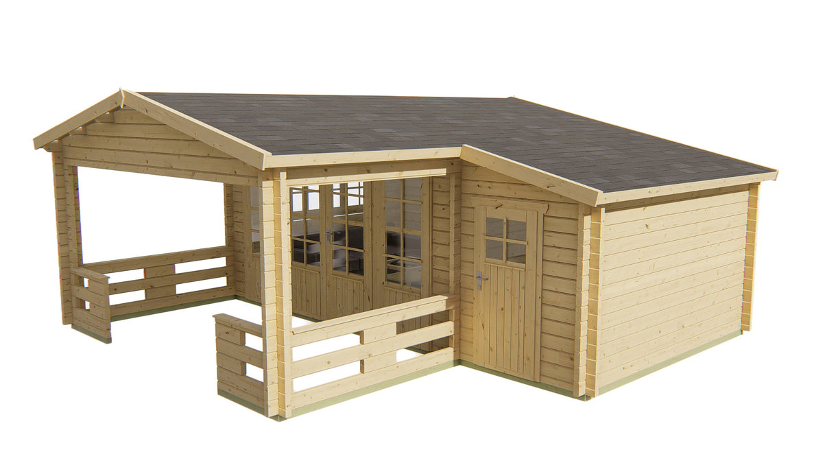 Blockhütte - Gartenhaus Coventry | 58mm | Fichte braun imprägniert