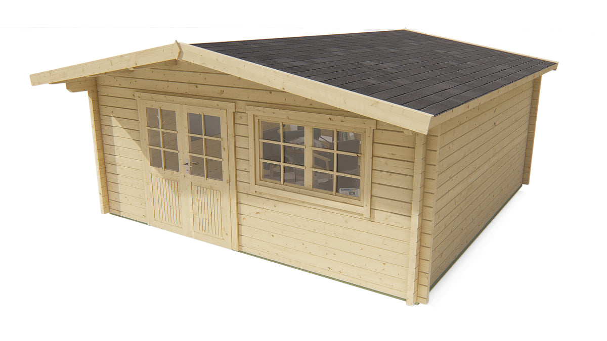 Blockhütte - Gartenhaus Dingle | 70mm | Fichte braun imprägniert