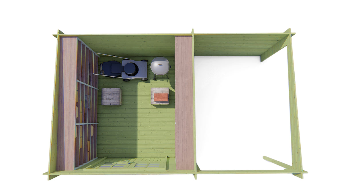 Cabane en rondins - Maison de jardin Dora | 28 mm | imprégné de brun