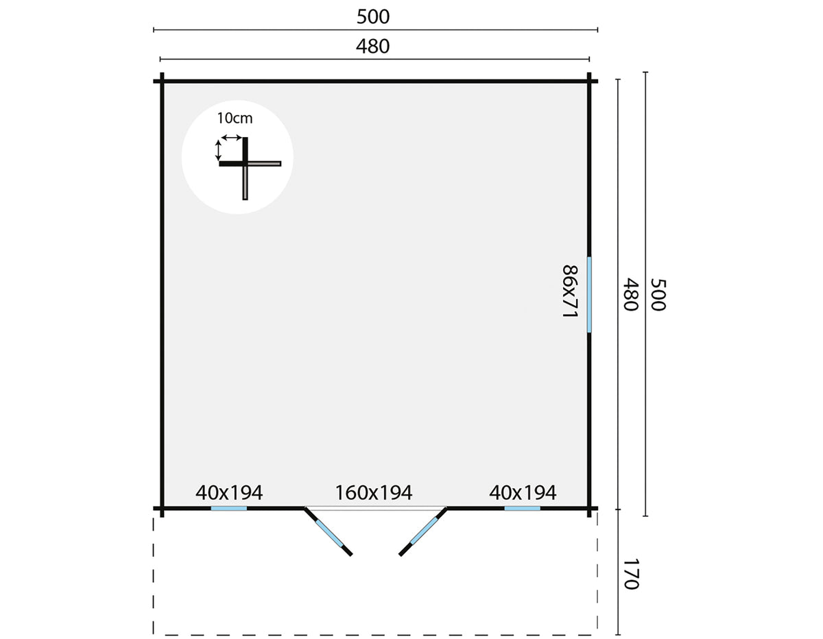 Blockhaus - Gartenhaus Emiel | 44mm | Fichte Red Class Holz imprägniert
