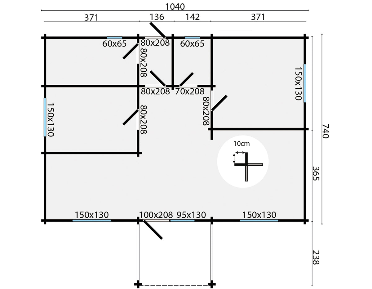 Blockhaus - Gartenhaus Finn | 92mm | Fichte honiggelb imprägniert