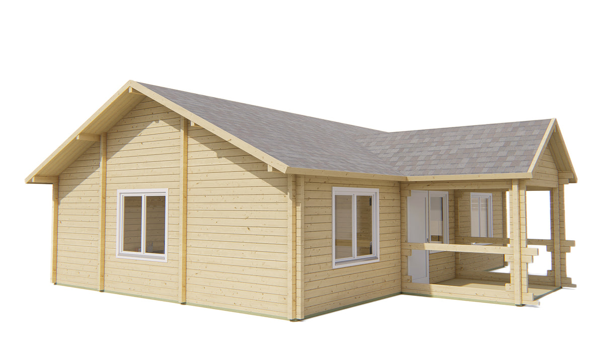 Blockhaus - Gartenhaus Finn | 92mm | Fichte braun imprägniert