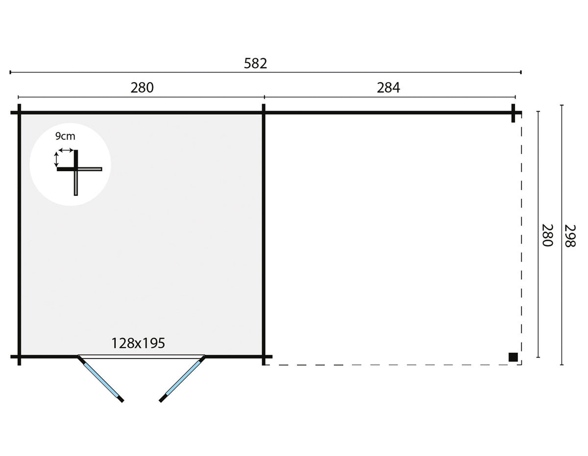 Blokhut - Tuinhuis Hasse | 28 mm | vuren groen geïmpregneerd