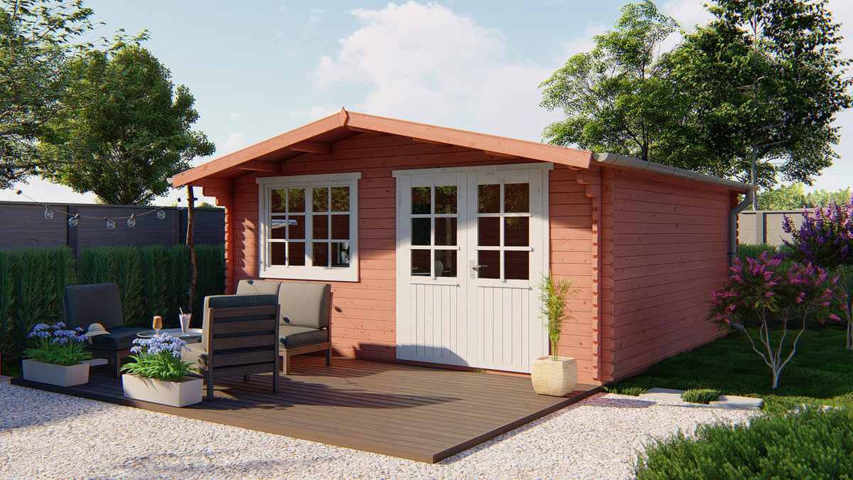 Blockhütte - Gartenhaus Hendrick | 44mm | Fichtengrün imprägniert