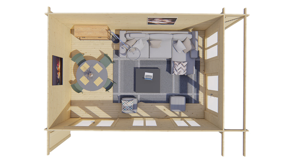 Blockhaus - Gartenhaus Hildegard | 44mm | Fichte braun imprägniert