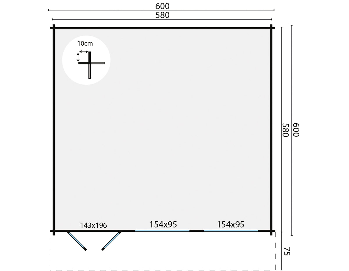 Blockhaus - Gartenhaus Helle | 44mm | Fichtengrün imprägniert