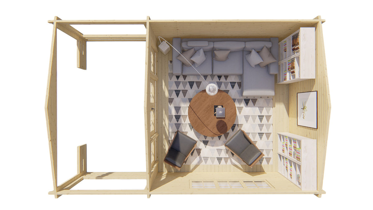Blokhut - Tuinhuis Ipswich | 58 mm | vuren Red Class Wood geïmpregneerd