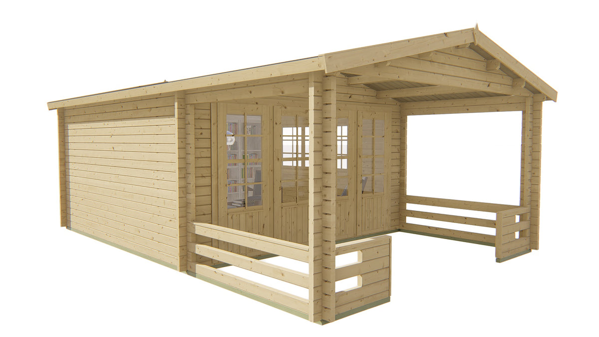 Cabane en rondins - Maison de jardin Ipswich | 58 mm | vert pin imprégné