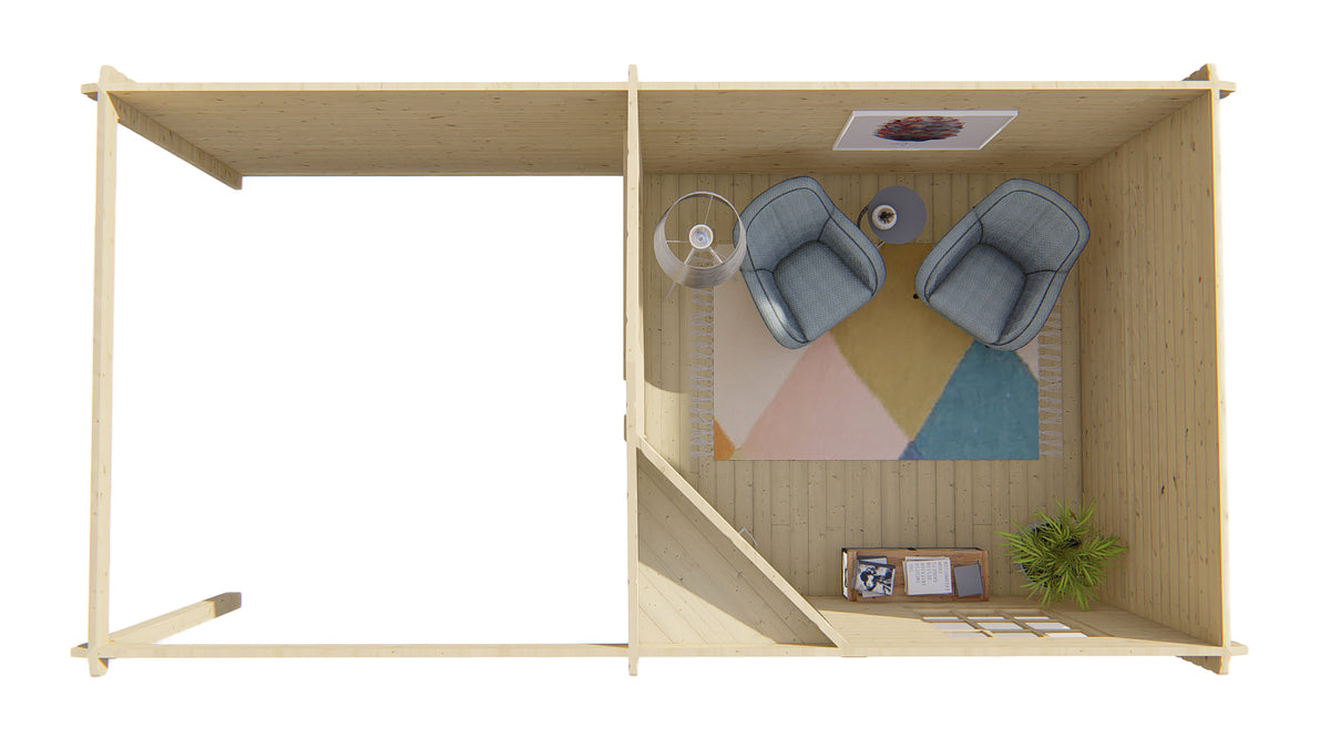 Blockbohlenhaus - Gartenhaus Jutta | 44 mm | grau imprägniert