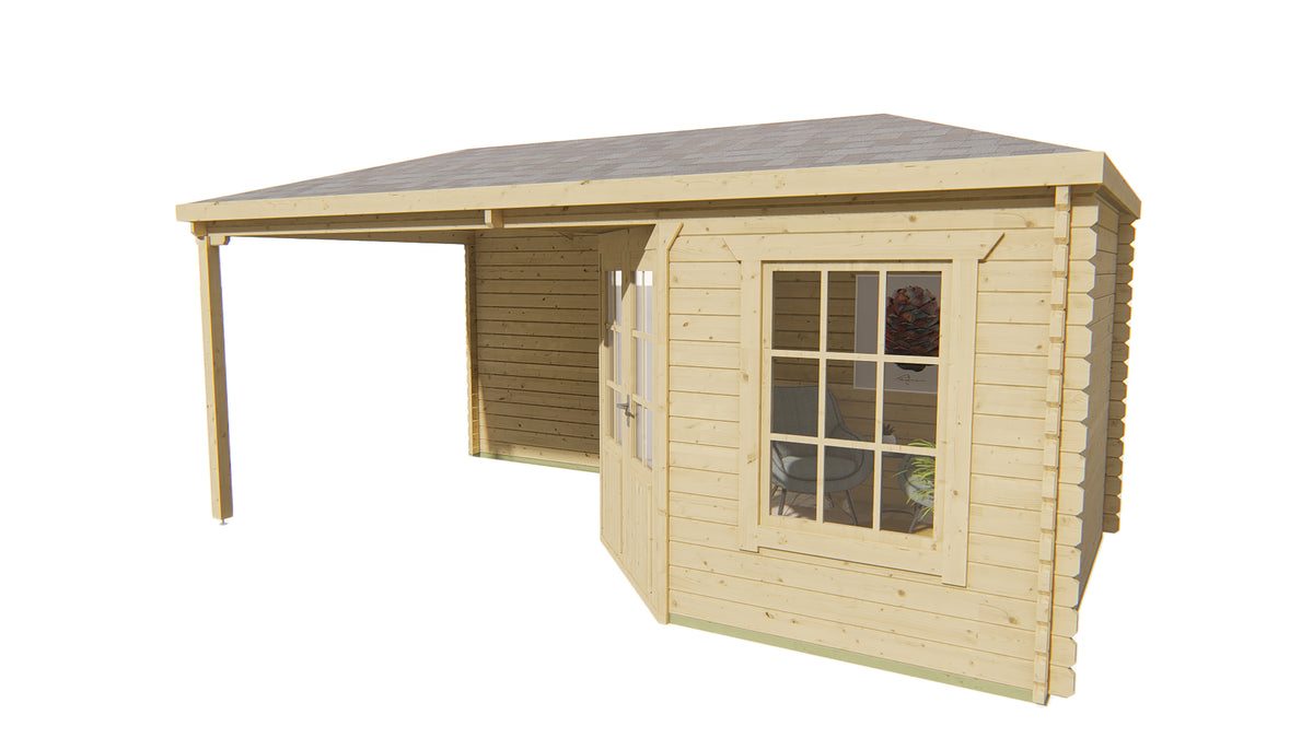 Cabane en rondins - Maison de jardin Jutta | 44 mm | imprégné de brun