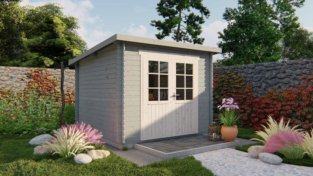 Blockhaus - Gartenhaus Jörgen | 28mm | Fichte grau imprägniert