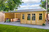 Blokhut - Tuinhuis Kwaspa | 44 mm | vuren grijs geïmpregneerd