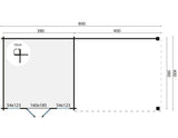 Blokhut - Tuinhuis Kwaspa | 44 mm | vuren grijs geïmpregneerd