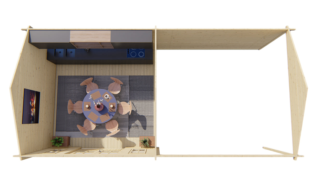 Blockhütte - Gartenhaus Kwaspa | 44mm | Fichte Red Class Holz imprägniert