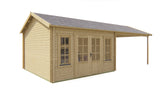 Blockhütte - Gartenhaus Kwaspa | 44mm | Fichte honiggelb imprägniert